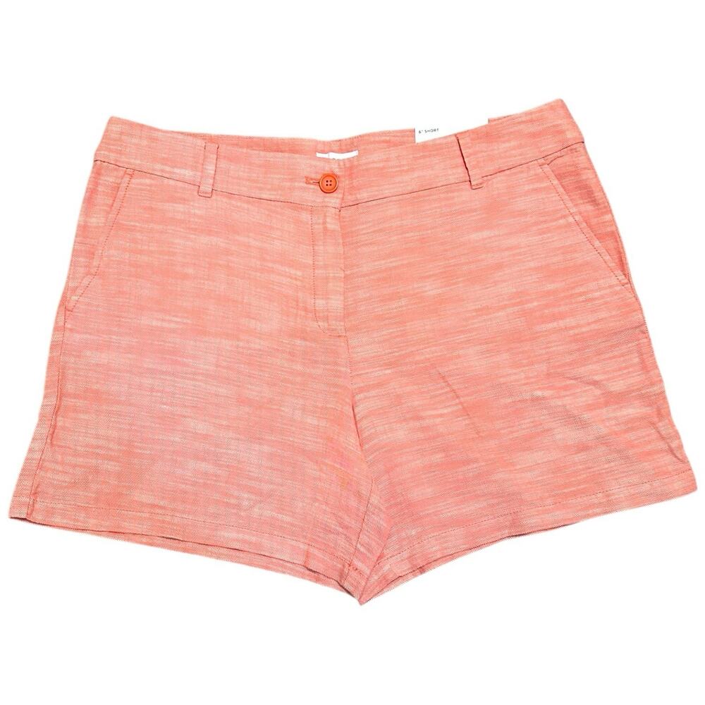 NEW Loft Outlet Women's 6" Mid Rise Shorts Textured Coral 14 Preppy‎ Coastal